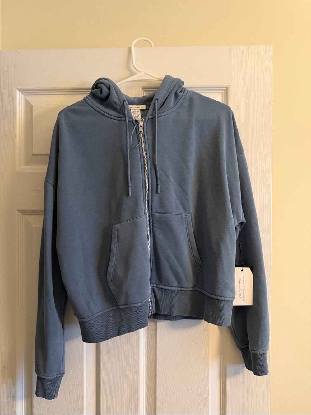 Zip-Up Hooded Sweatshirt in Dusty Blue